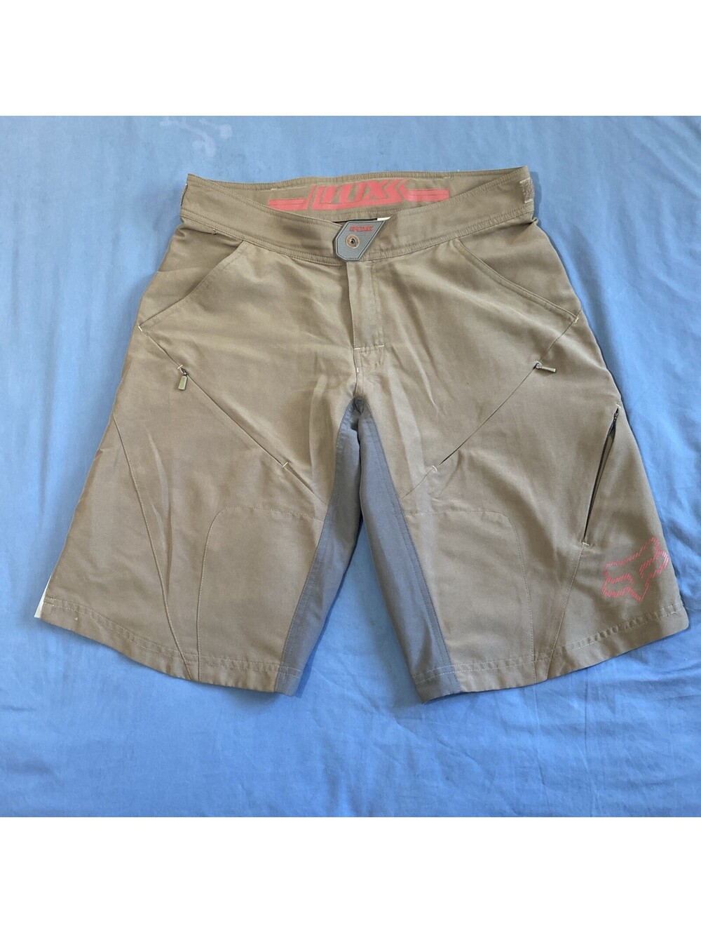 Fox Racing Shorts Mens Size 34 Brown Mountain Bike Adjustable Waist Zippers